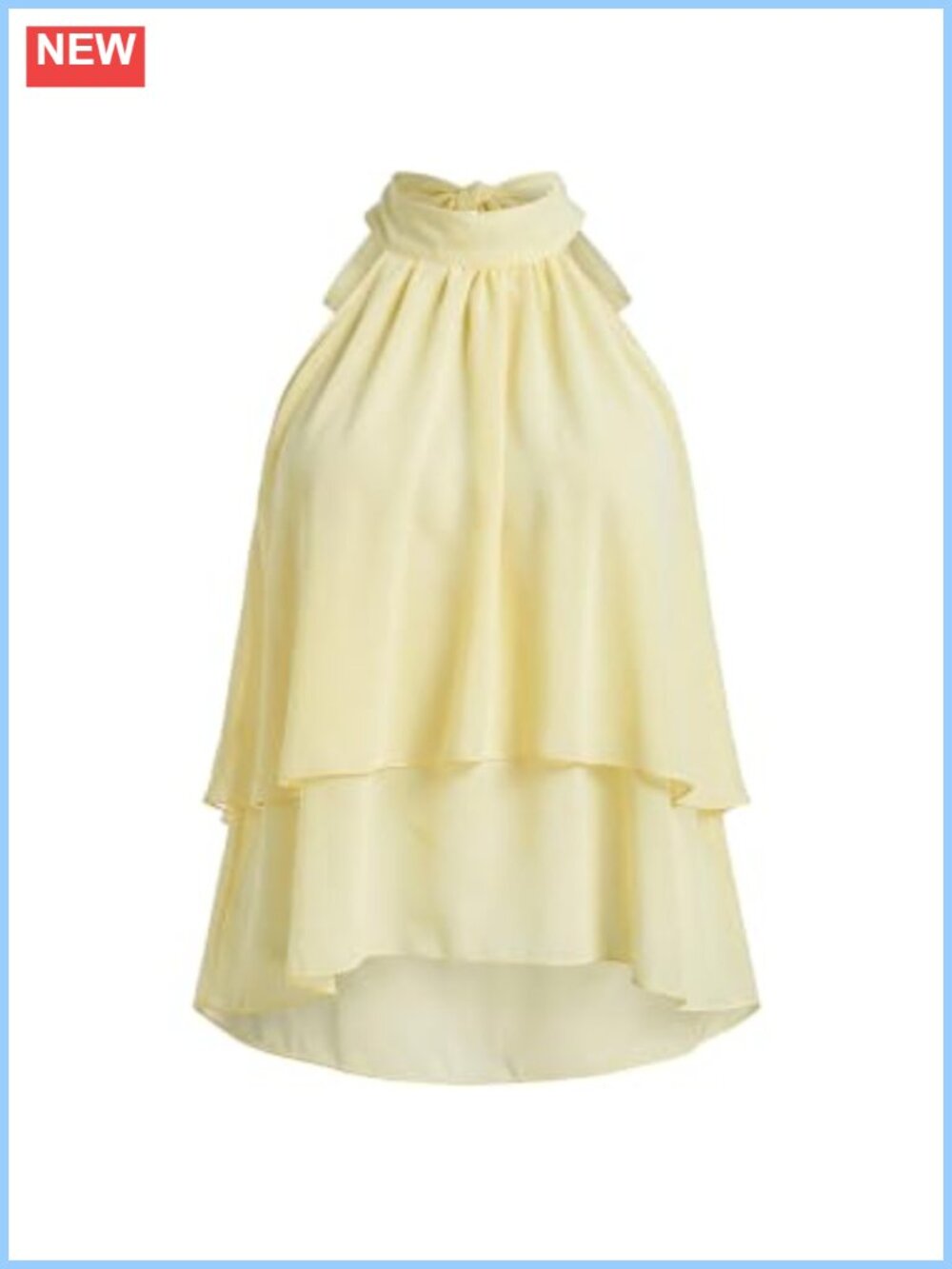 Flowy Chiffon Halter Top Sleeveless Ruffle Layered Summer Blouse